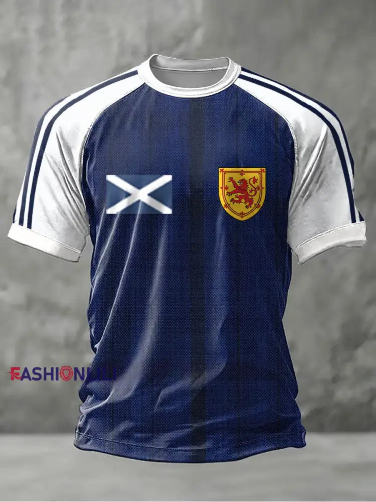 Men’s UK Football Lover Scotland Printed short sleeve t-shirt Navy Blue / S