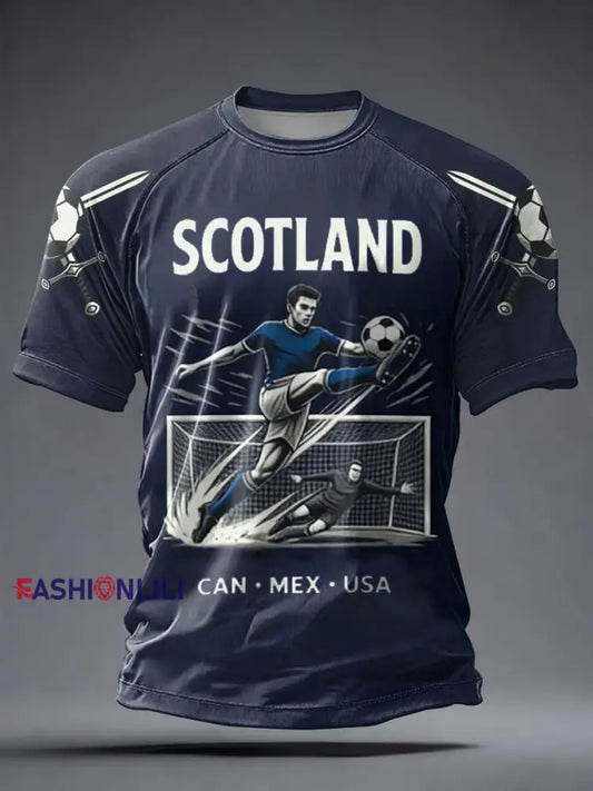 Men’s UK Football Lover Scotland Printed short sleeve t-shirt Navy Blue / S