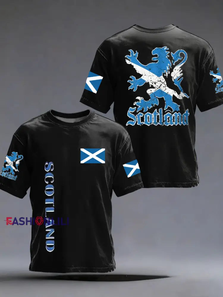 Men’s UK Football Lover Scotland Printed short sleeves t-shirt Black / S