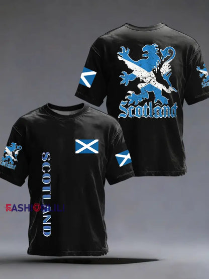 Men’s UK Football Lover Scotland Printed short sleeves t-shirt Black / S