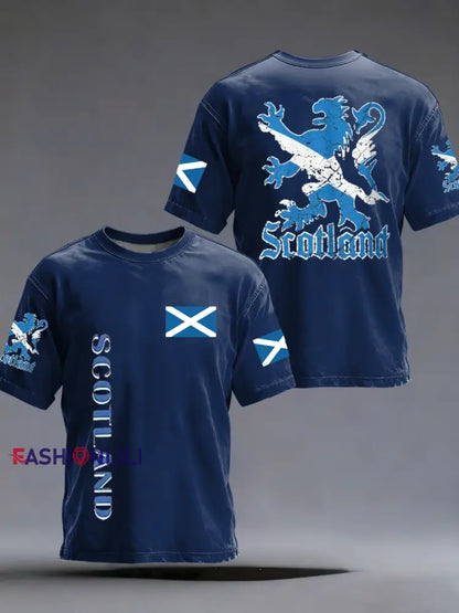 Men’s UK Football Lover Scotland Printed short sleeves t-shirt Navy Blue / S