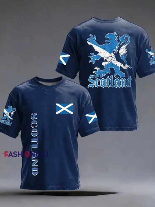 Men’s UK Football Lover Scotland Printed short sleeves t-shirt Navy Blue / S