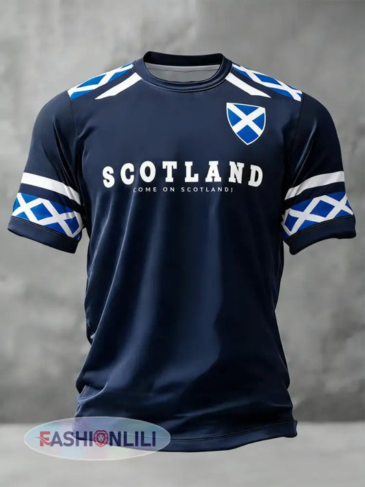 Men’s UK Football Lover Scotland Printed short sleeves t-shirt - Navy Blue / S