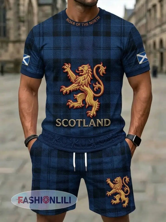 Men’s UK Football Lover Scotland Printed Suits - Blue / S