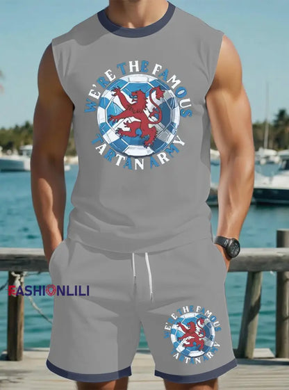 Men’s UK Football Lover Scotland Printed vest set Gray / S