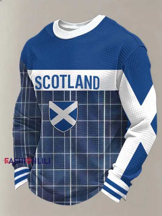 Men’s UK Football Lover Scotland Printed Waffle Long Sleeve Top As picture / S