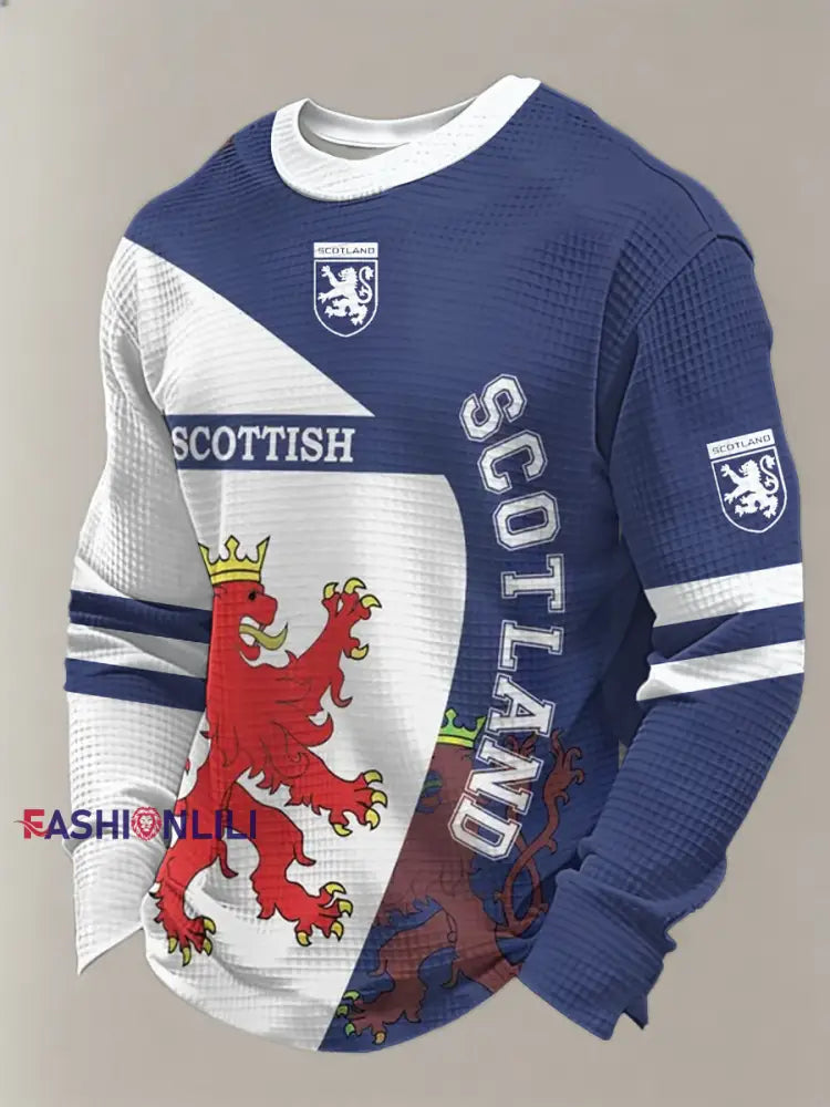 Men’s UK Football Lover Scotland Printed Waffle Long Sleeve Top As picture / S