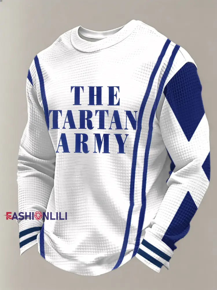 Men’s UK Football Lover Scotland Printed Waffle Long Sleeve Top White / S