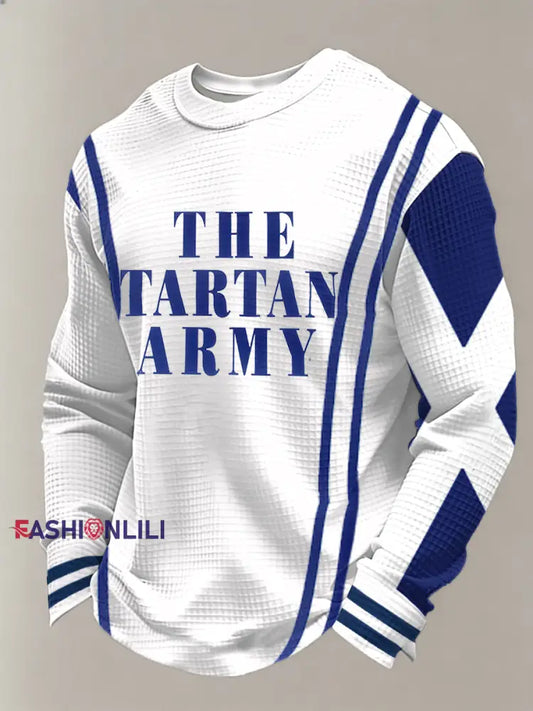 Men’s UK Football Lover Scotland Printed Waffle Long Sleeve Top White / S