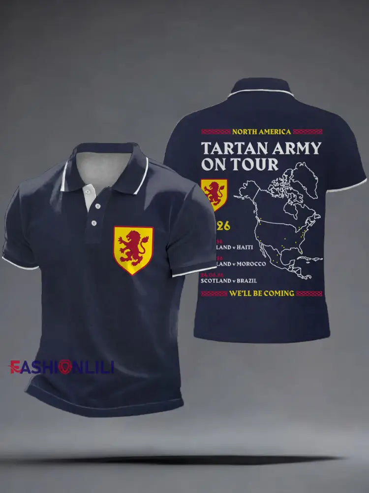 Men’s UK Football Lover Scotland We’ll Be Coming 2026 Printed Casual Tops Navy Blue / S