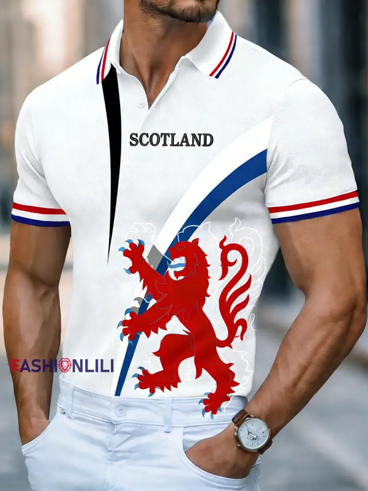 Men’s UK Football Lover Scotland We’ll Be Coming 2026 Printed Polo Shirt White / S
