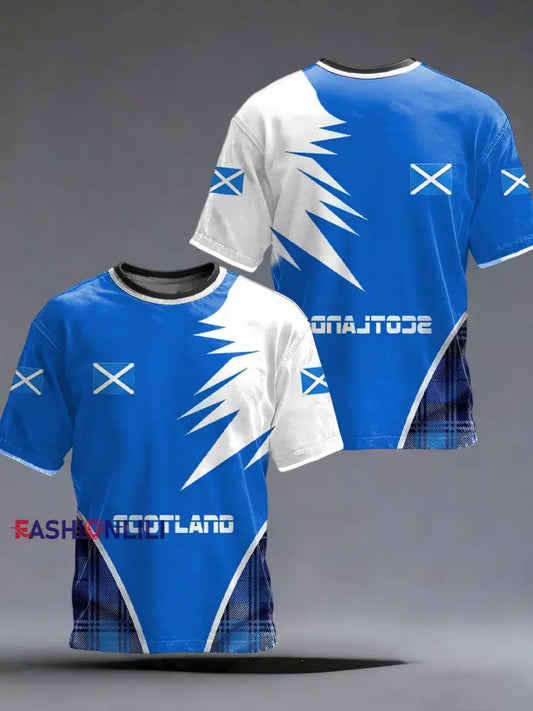 Men’s UK Football Lover Scotland We’ll Be Coming 2026 Printed Short-Sleeved T-Shirt Blue / S