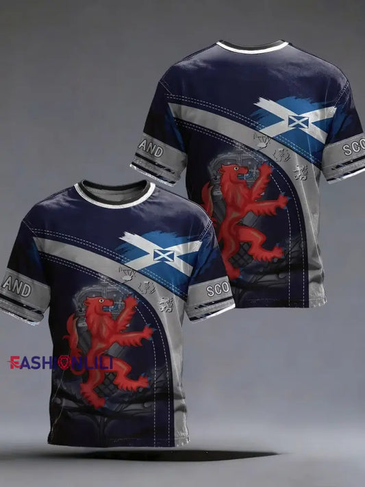 Men’s UK Football Lover Scotland We’ll Be Coming 2026 Printed Short-Sleeved T-Shirt Navy Blue / S