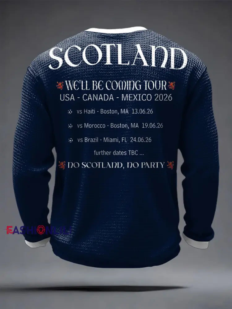 Men’s UK Football Lover Scotland We’ll Be Coming 2026 Printed Waffle Tops