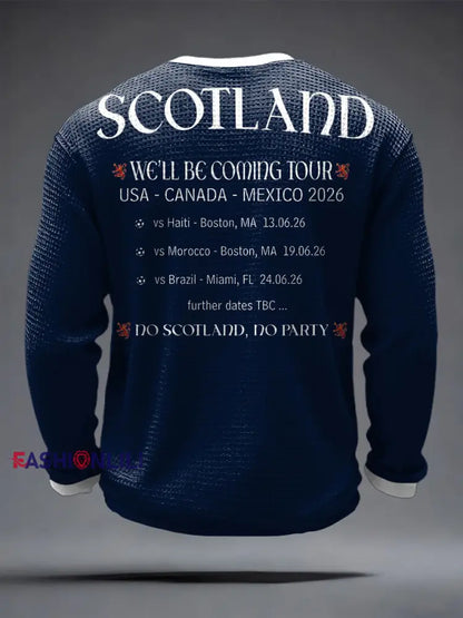 Men’s UK Football Lover Scotland We’ll Be Coming 2026 Printed Waffle Tops