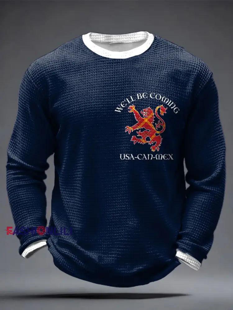 Men’s UK Football Lover Scotland We’ll Be Coming 2026 Printed Waffle Tops