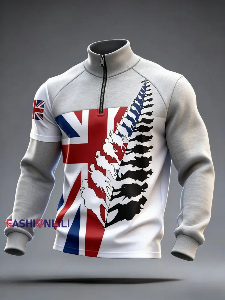 Men’s UK Football Lover Scotland We’ll Be Coming 2026 Printed Zip-Up Hoodie Gray / S