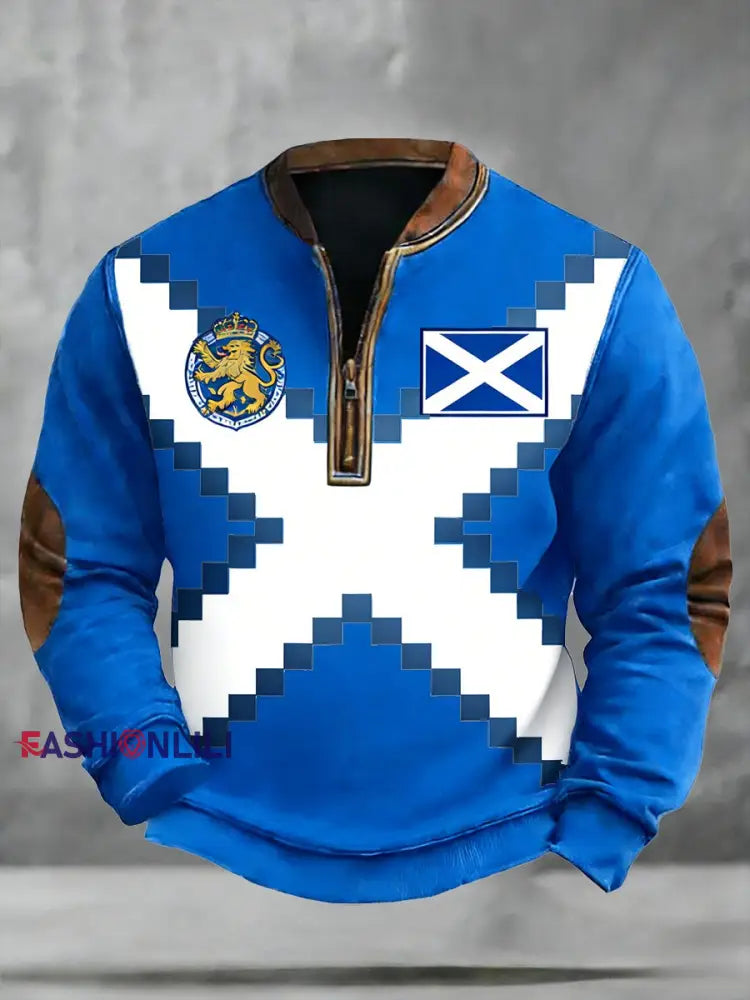 Men’s UK Football Scotland Printed Casual Cotton Sweatshirt Blue / S