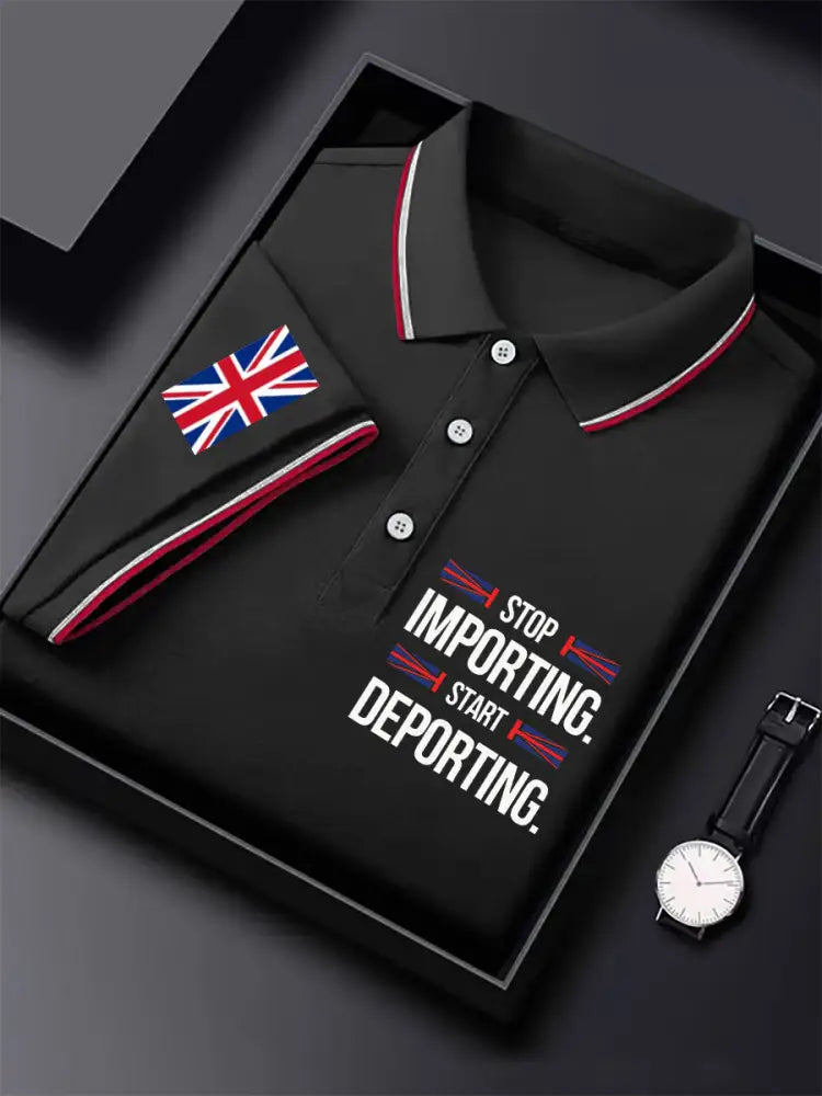 Men’s UK Immigrant Stop Importing Start Deporting Printed Casual Tops Black / S