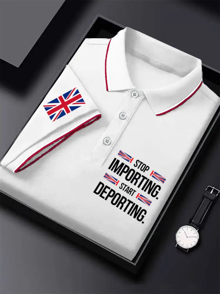 Men’s UK Immigrant Stop Importing Start Deporting Printed Casual Tops White / S
