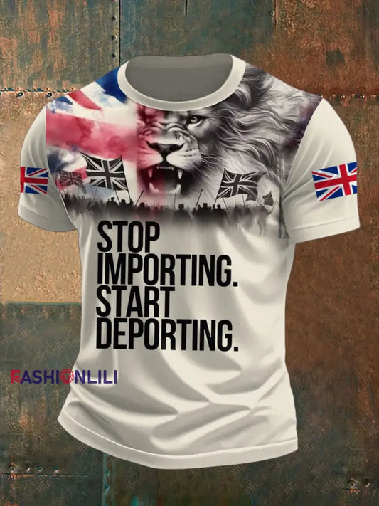 Men’s UK Immigrant Stop Importing Start Deporting Printed T-shirt Apricot / S