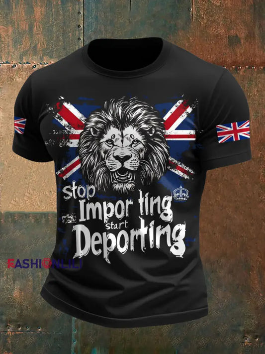 Men’s UK Immigrant Stop Importing Start Deporting Printed T shirt Black / S