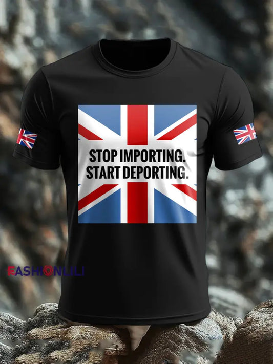 Men’s UK Immigrant Stop Importing Start Deporting Printed T-shirt Black / S