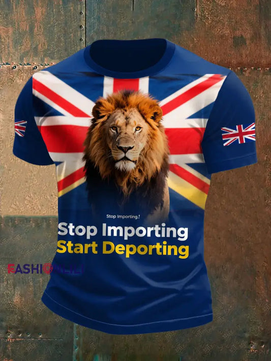 Men’s UK Immigrant Stop Importing Start Deporting Printed T-shirt Navy Blue / S