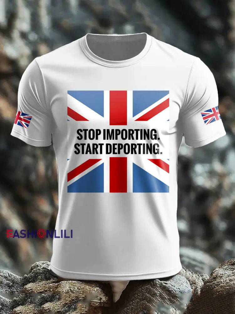 Men’s UK Immigrant Stop Importing Start Deporting Printed T-shirt White / S