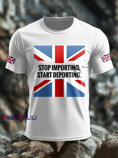 Men’s UK Immigrant Stop Importing Start Deporting Printed T-shirt White / S