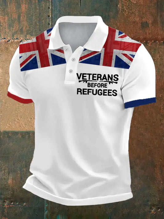 Men’s UK Immigration Veterans Before Refugees Printed Casual Tops White / S