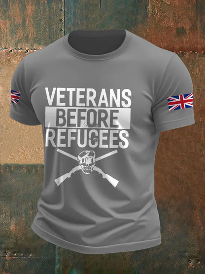 Men’s UK Immigration Veterans Before Refugees Printed T-shirt Light Gray / S
