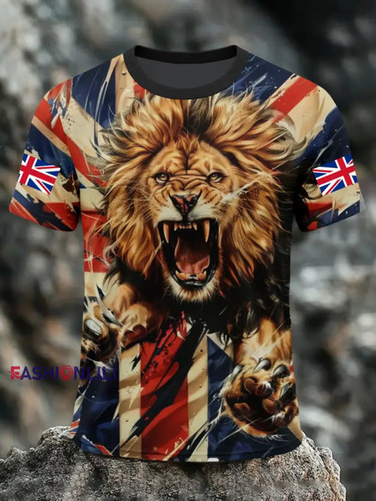 Men’s UK Lion Flag Printed T-shirt Black / S