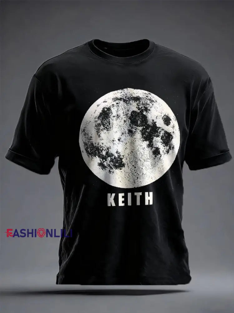 Men’s UK Mod Music Lover Moon Printed T-shirt Black / S