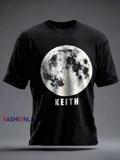 Men’s UK Mod Music Lover Moon Printed T-shirt Black / S