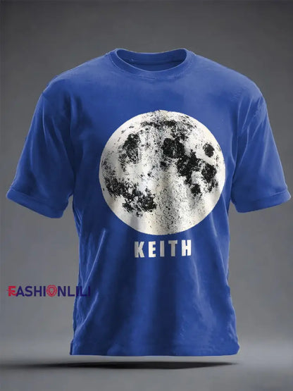 Men’s UK Mod Music Lover Moon Printed T-shirt Royal Blue / S