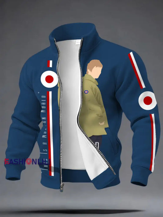 Men’s UK Mod Music Lover Printed Coat Blue / S