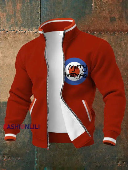 Men’s UK Mods Music Lover Christmas Printed Coat Red / S