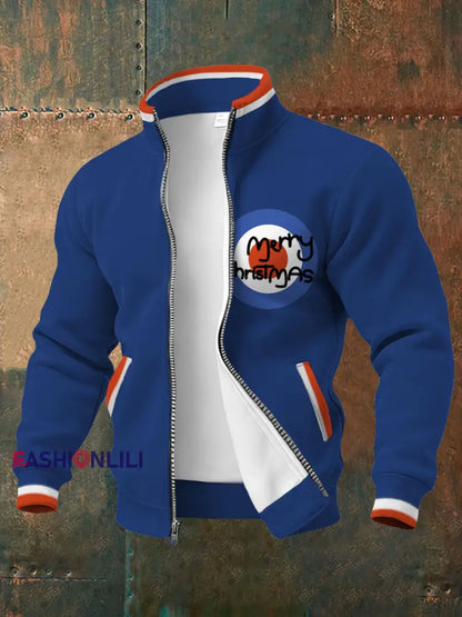 Men’s UK Mods Music Lover Christmas Printed Coat Royal Blue / S