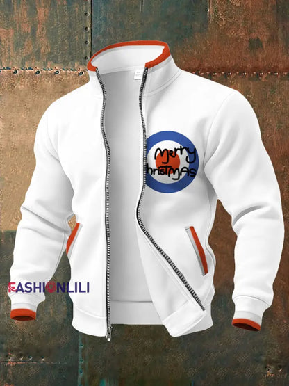 Men’s UK Mods Music Lover Christmas Printed Coat White / S