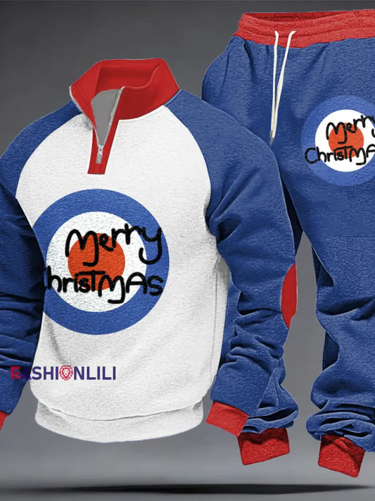 Men’s UK Mods Music Lover Christmas Printed Hoodie Set White / S