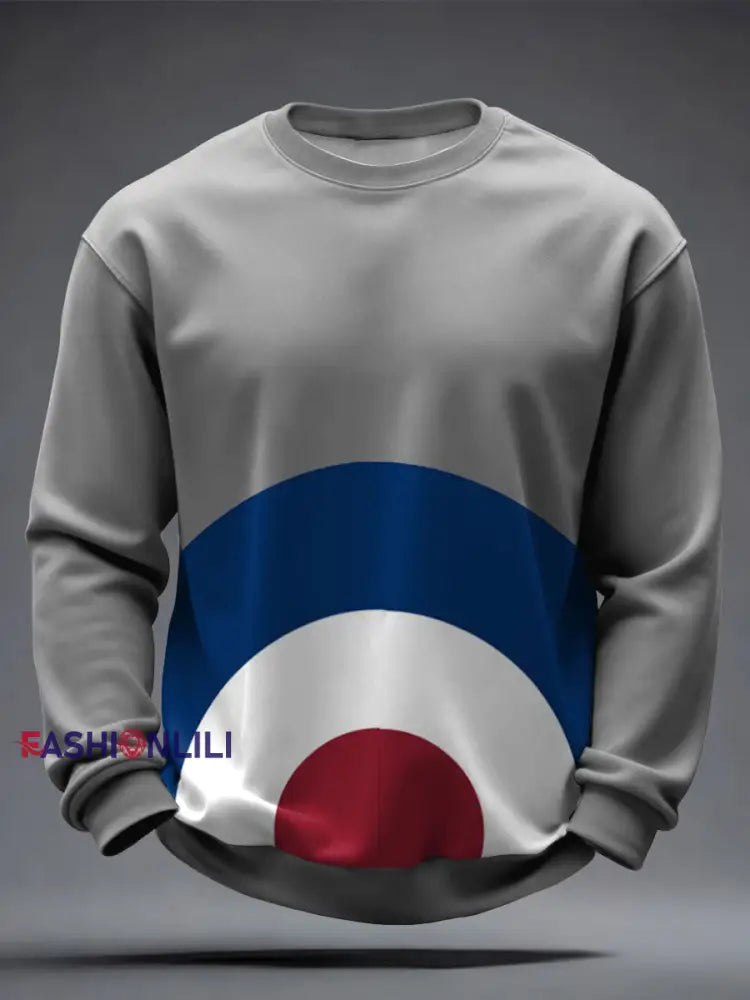 Men’s UK Mods Music Lover Printed Sweatshirt Light Gray / S