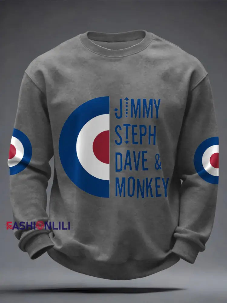 Men’s UK Mods Music Lover Printed Sweatshirt Light Gray / S