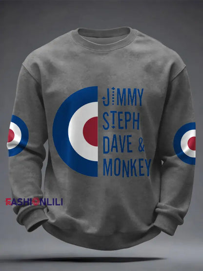 Men’s UK Mods Music Lover Printed Sweatshirt Light Gray / S