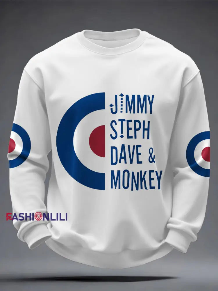 Men’s UK Mods Music Lover Printed Sweatshirt White / S