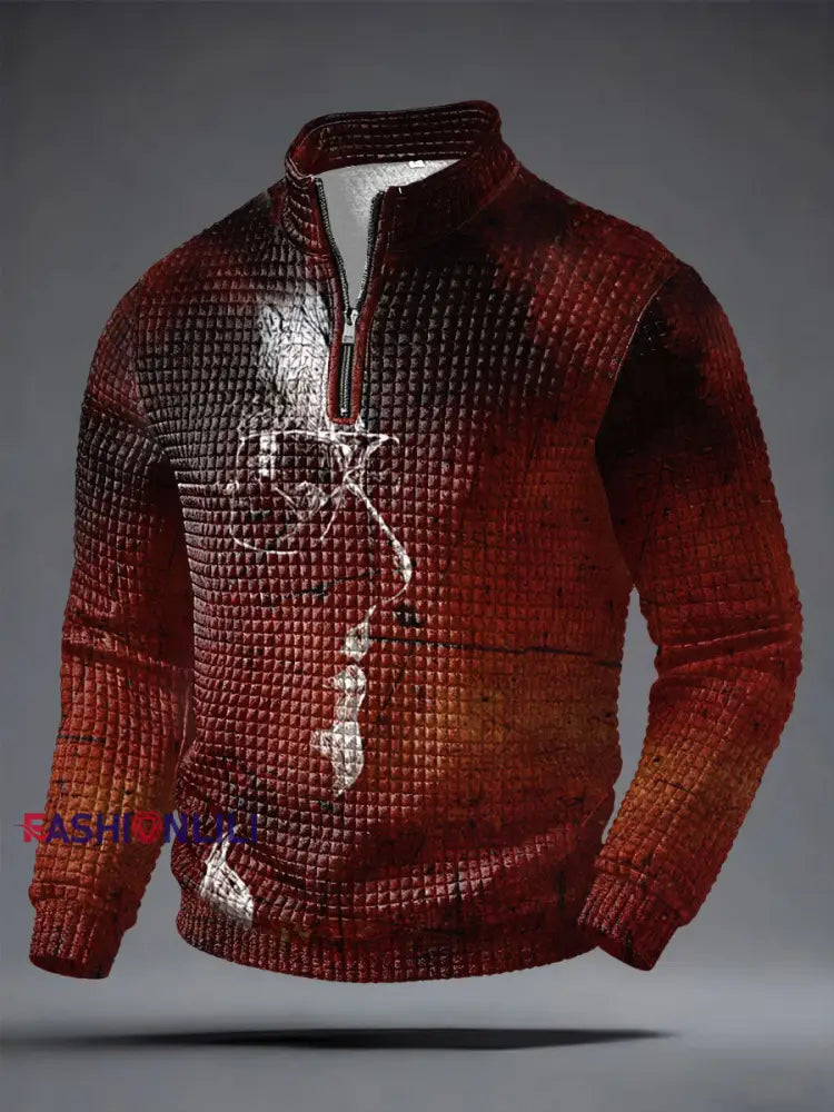 Men’s UK Mods Music Lover Printed Sweatshirt Wine Red / S