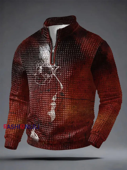 Men’s UK Mods Music Lover Printed Sweatshirt Wine Red / S