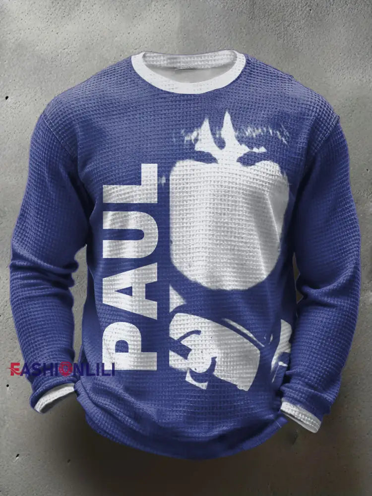 Men’s UK Mods Music Lover Printed Waffle Tops Blue / S