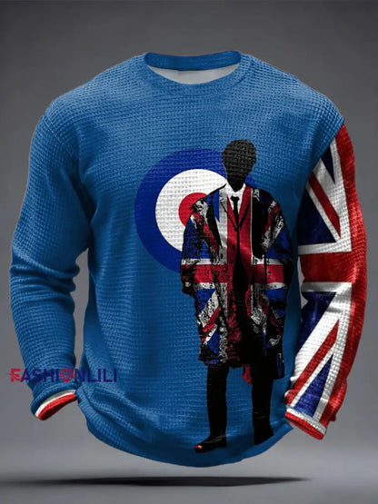 Men’s UK Mods Music Lover Printed Waffle Tops Blue / S