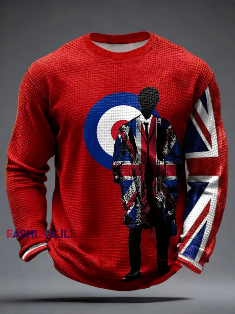 Men’s UK Mods Music Lover Printed Waffle Tops Red / S